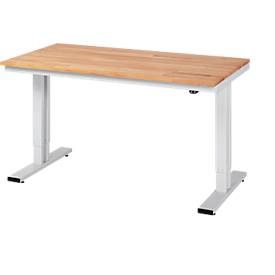 RAU, RAU elektrisch höhenverstellbarer Werktisch Serie adlatus 300, HxBxT 720-1.120 x 1.500 x 800 mm, Arbeitsplatte Buche