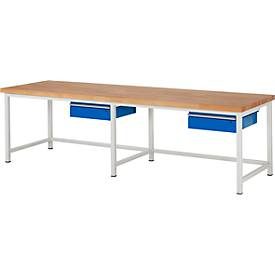 RAU, RAU Werkbank Serie 8000, HxBxT 840 x 3.000 x 900 mm, 2 Schubladen, Schubladen-TK 50 kg