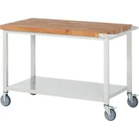 Werkbank Serie 8000, fahrbar, Stahlblech-Ablageboden, B 1250 x T 700 x H 880 mm