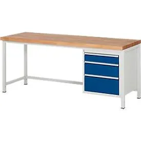 RAU, RAU Werkbank Serie 8000, HxBxT 840 x 2.000 x 700 mm, 3 x 90%-Auszug-Schubladen 1 x 120, 1 x 180, 1 x 240 mm, Schubladen-TK 100 kg