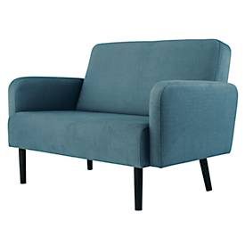 Zweisitzer Sofa meet by Paperflow LISBOA, Stoffbezug blau, Fussgestell schwarz, B 1240 x T 815 x H 830 mm
