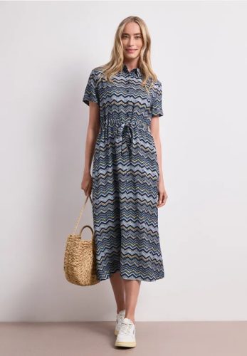 Street One, STREET ONE Midikleid Eingrifftaschen Sommerkleid mit Zick-Zack-Muster