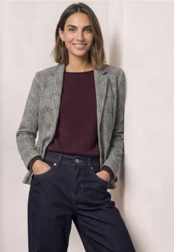 Blazer mit Karomuster und Knöpfen