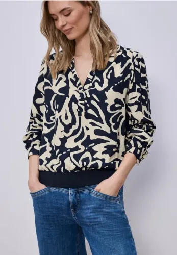 Langarm Bluse mit elastischem Bund