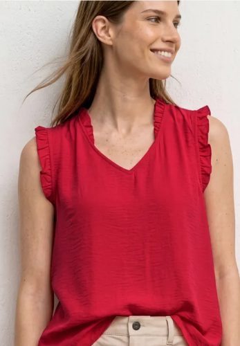 Street One, STREET ONE Rüschenbluse Sommertop mit V-Neck und Rüschen