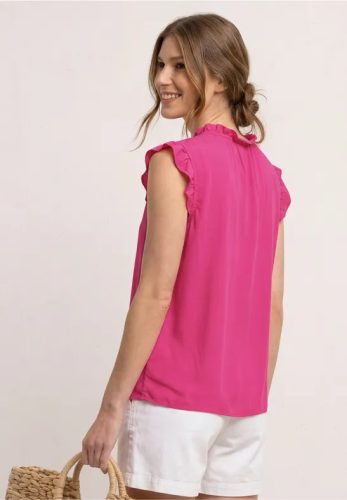 Street One, STREET ONE Shirtbluse Sommertop - Split Neck mit Rüschen und Bändern