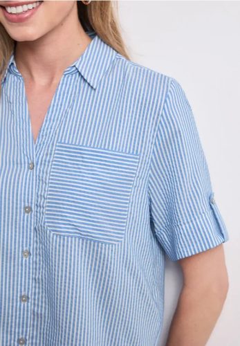 STREET ONE, STREET ONE Hemdbluse Gestreifte Sommerbluse mit Turn-Up-Details