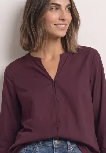 Street One, STREET ONE Schlupfbluse 3/4-Arm Sommerbluse mit Split Neck
