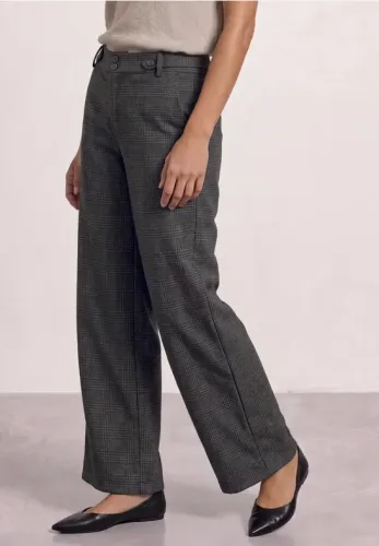 High Waist Wide Leg Hose mit Karomuster