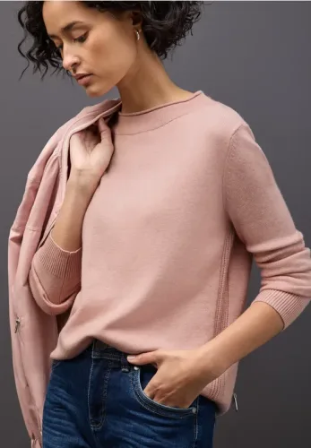 Street One, STREET ONE Strickpullover mit feiner Rollkante