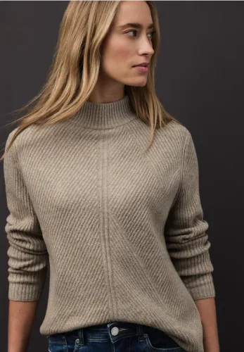 Street One, STREET ONE Stehkragenpullover mit dezentem Strukturmuster