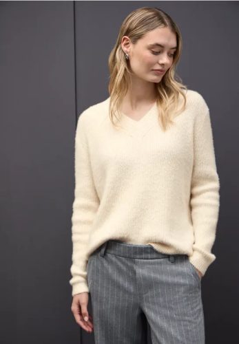 Street One, STREET ONE V-Ausschnitt-Pullover mit Rippbündchen