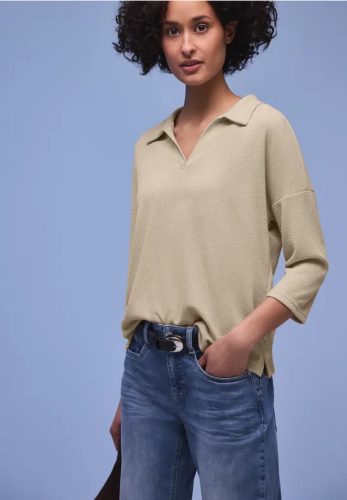 STREET ONE, STREET ONE 3/4-Arm-Shirt mit Polokragen und V-Ausschnitt