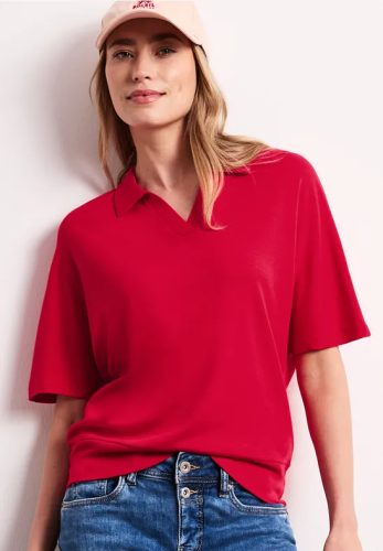 Street One, STREET ONE Poloshirt Sommershirt mit breitem elastischem Bund