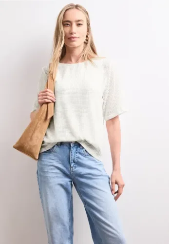Street One, STREET ONE 2-in-1-Shirt Sommershirt aus Mesh mit U-Boot-Ausschnitt