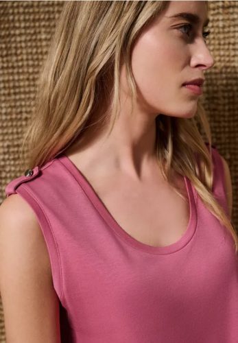 Street One, STREET ONE Shirttop Sommertop mit V-Neck und Knopfdetail