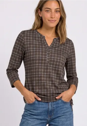 Street One, STREET ONE 3/4-Arm-Shirt Sommershirt mit Split Neck und Print