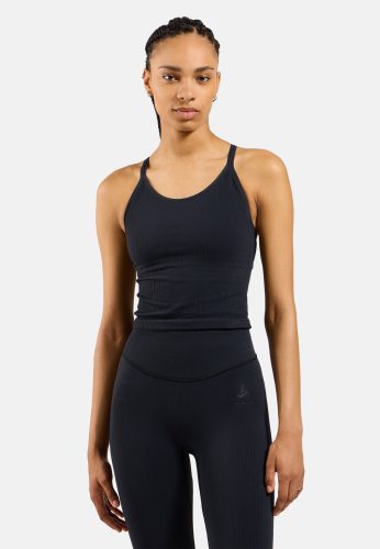 Odlo Active 365 2-In-1 Seamless Lauf-Crop-Tank für Damen - Training, Running - schwarz, M