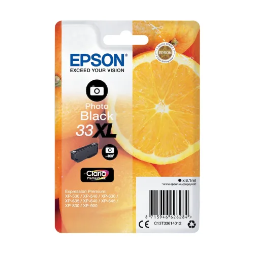 Epson, EPSON Tintenpatrone XL photo schwarz T336140 XP-530/630/830 400 Seiten