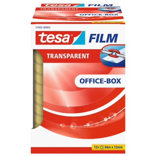 tesa, TESA Film Officebox 12mmx66m 574030000 Transparent 12 St&uuml;ck
