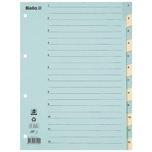 Biella, BIELLA Register Karton farbig A4 462441.00 1-12