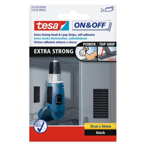 tesa, TESA Klettstreifen On&Off 5x10cm 552280000 schwarz 2 St&uuml;ck