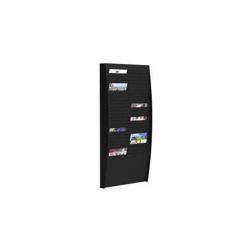 Paperflow wandmontierbarer Doppelter Prospektständer A4 273 x 129 x 1120 mm Schwarz
