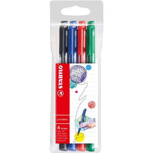 STABILO, STABILO Premium-Fineliner 0,8mm 488/4 pointMax 4 Farben