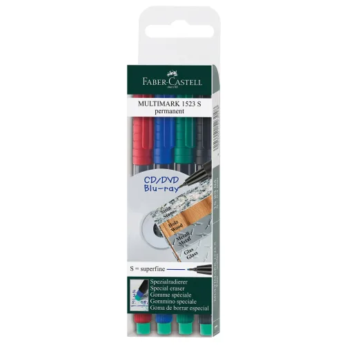 Faber-Castell, FABER-CASTELL OHP MULTIMARK S 152304 4-farbig ass. permanent