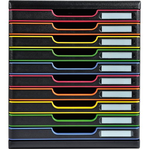 Exacompta Schubladenbox Modulo10 Fächer Polystyrol Schwarz, Harlequin 28,8 x 35 x 32 cm