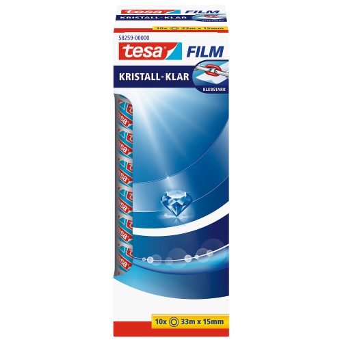 tesa Klebefilm tesafilm Kristall-Klar 58259 Transparent 15 mm (B) x 33 m (L) PP (Polypropylen) 10 Rollen