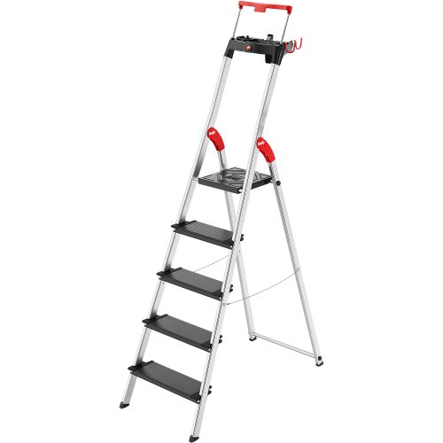 Hailo Stufenleiter L100 Topline Silber 5 Stufen 48 x 101 x 187 cm