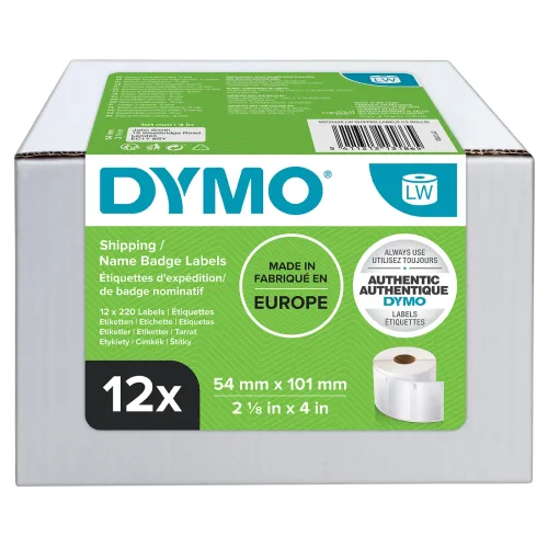 Dymo - Rollenetiketten, 101 mm x 54 mm, permanent, Weiss, One Size