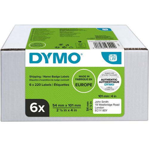 Dymo LW 2093092 / 99014 Authentic Versand-/Namensschildetiketten Selbstklebend Weiss 54 x 101 mm 6 Rollen à 220 Etiketten