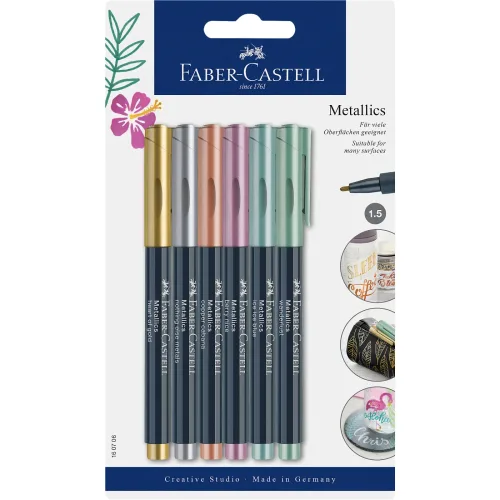 Faber-Castell, FABER-CASTELL Metallics Set 1,5mm 160706 ass. 6 St&uuml;ck