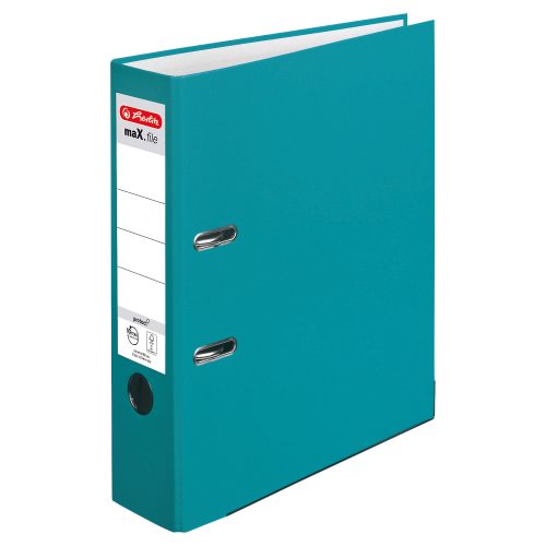 herlitz maX.file Ordner DIN A4 80 mm Türkis 2 Ringe Pappkarton, PP (Polypropylen) Texturiert Hochformat
