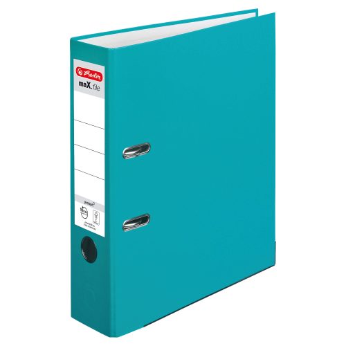herlitz maX.file Ordner DIN A4 80 mm Türkis 2 Ringe Pappkarton, PP (Polypropylen) Texturiert Hochformat