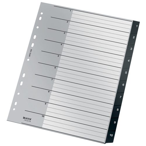 Leitz, LEITZ Register Recycle PP schwarz A4 1208-00-00 Zahlen 1-10