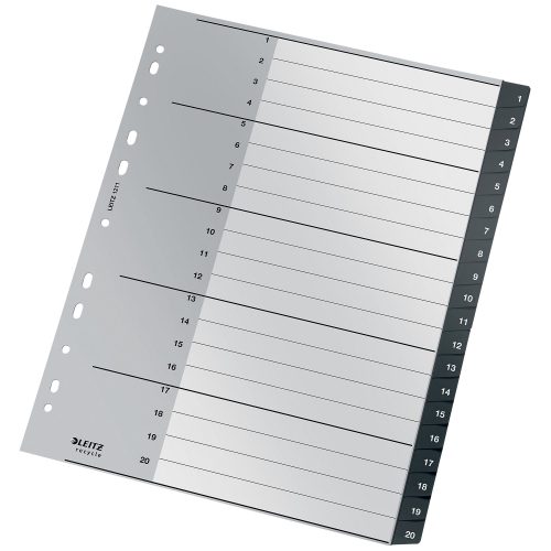 Leitz, LEITZ Register Recycle PP schwarz A4 1211-00-00 Zahlen 1-20