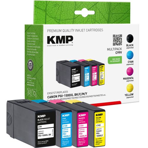 KMP Kompatibel Canon PGI-1500XL BK/C/M/Y Tintenpatrone Schwarz, Cyan, Magenta, Gelb