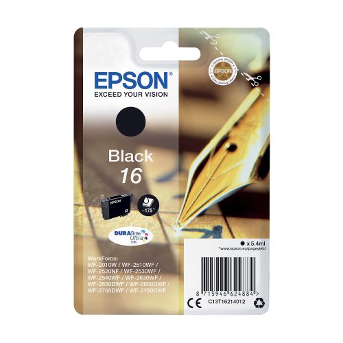 Epson, EPSON Tintenpatrone schwarz T162140 WF 2010/2540 175 Seiten