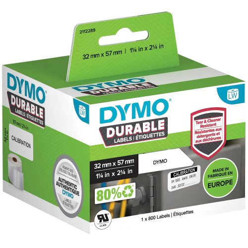 DYMO 2112289 LW Etiketten Original Selbsthaftend Schwarz auf Weiß 32 (B) x 57 (H) mm 800 Stück