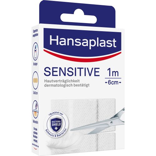 Hansaplast Pflaster Sensitive Weiß 1m x 6 cm 10 Stück