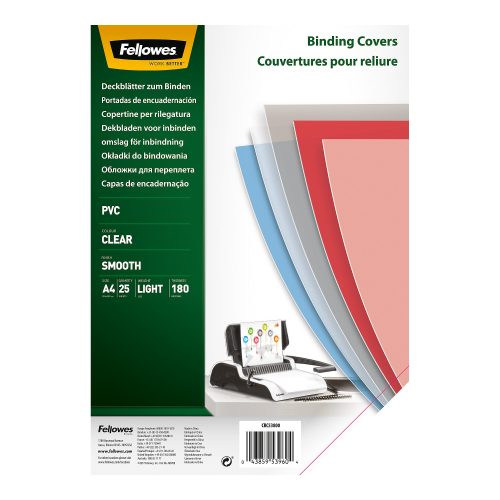 Fellowes, FELLOWES Deckblatt f&uuml;r Bindesysteme A4 5380001 transparent, 180my 25 St&uuml;ck