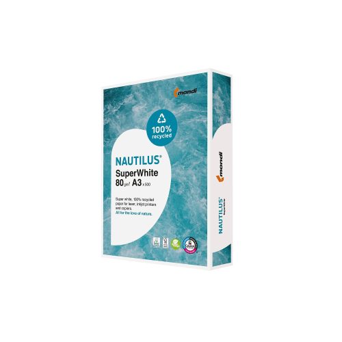 MONDI, MONDI Nautilus Super White A3 88043658 80g, recycling 500 Blatt