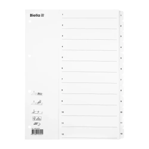 Biella, BIELLA Register Karton, SmartIndex A4 469412.01 1-12, weiss