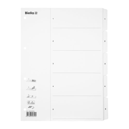 Biella, BIELLA Register Karton, SmartIndex A4 469405.01 1-5, weiss