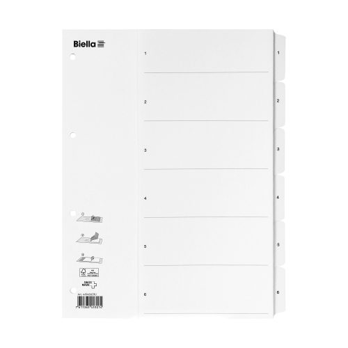 Biella, BIELLA Register Karton, SmartIndex A4 469406.01 1-6, weiss