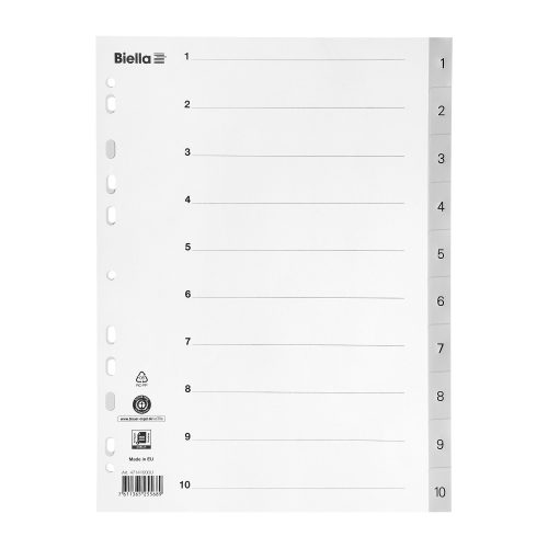 Biella, BIELLA Register PP grau A4 471410.00 1-10, Vollformat