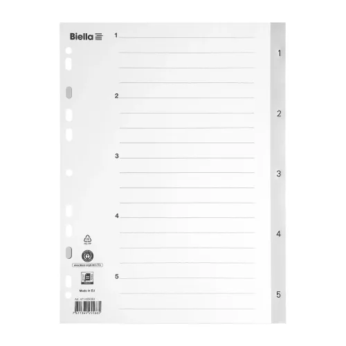 Biella, BIELLA Register PP grau A4 471405.00 1-5, Vollformat